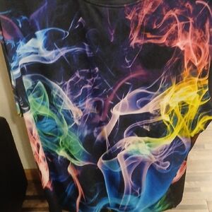 Vibrant Smoke Pattern Short Sleeve Tee Stretch Material XL Nylon.